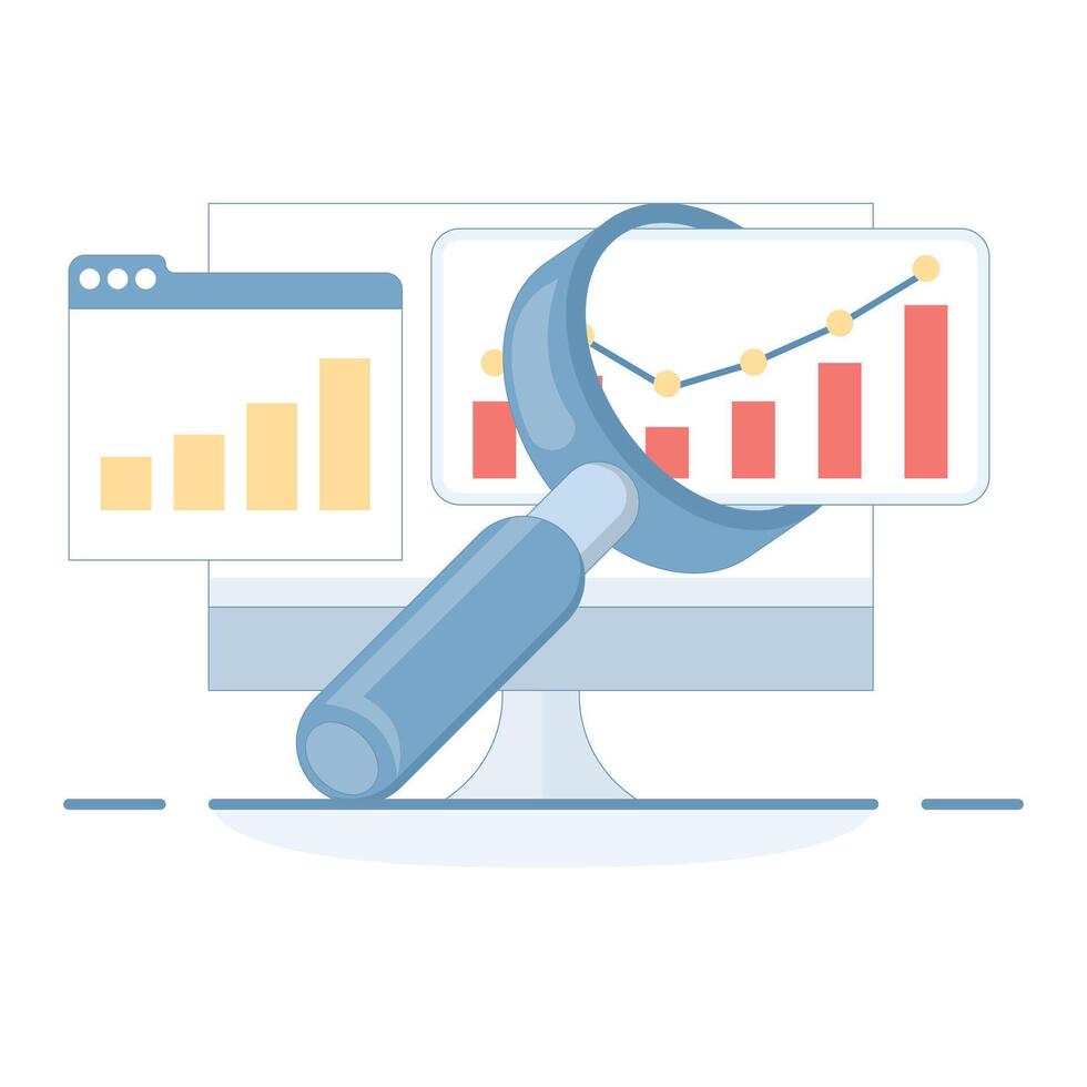 Data analytics illustration with graphs vector