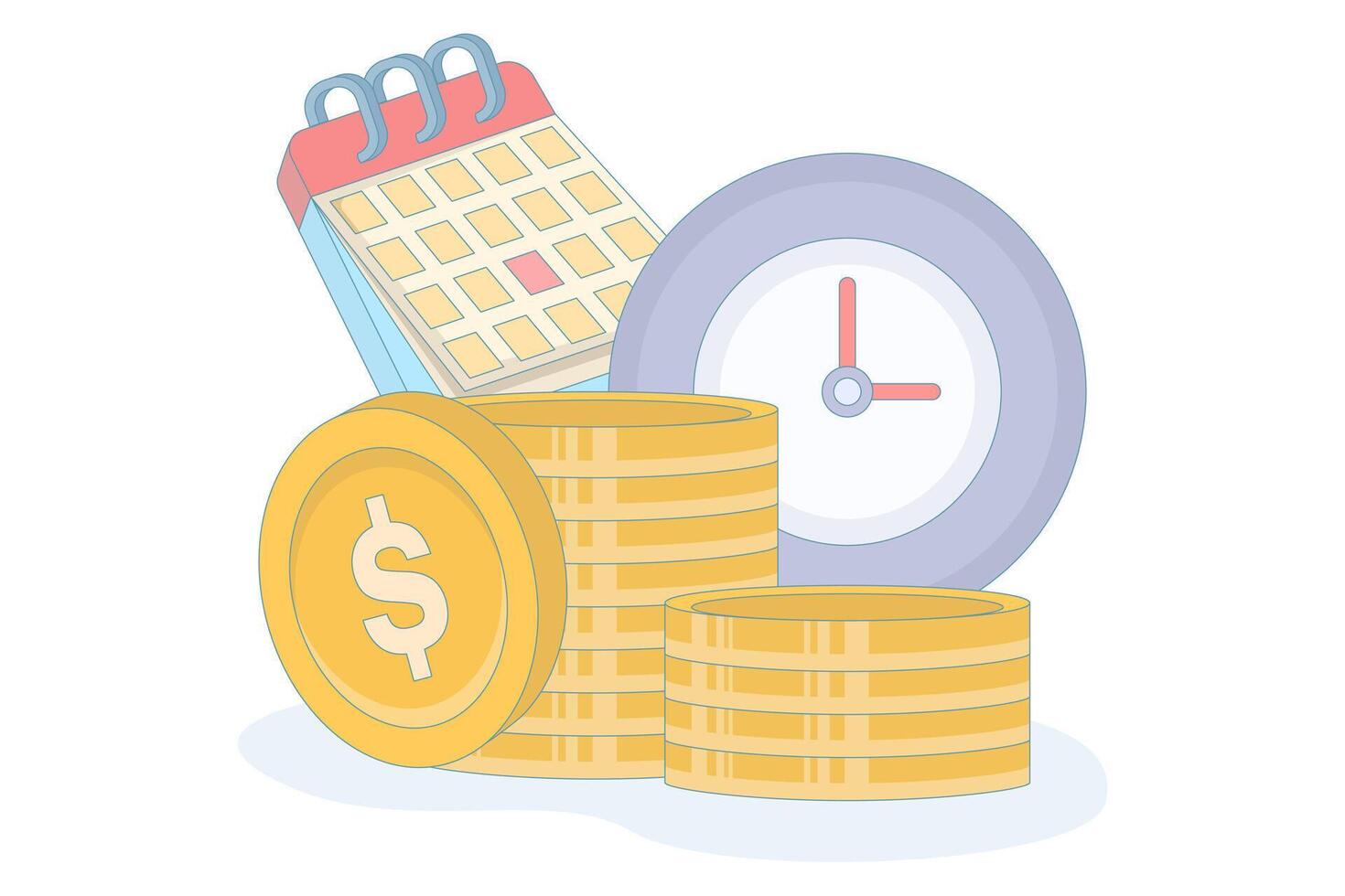 Time and money saving concept, transaction payment deadline or financial waiting. Financial Investment, Savings Growth. flat illustration on background. vector