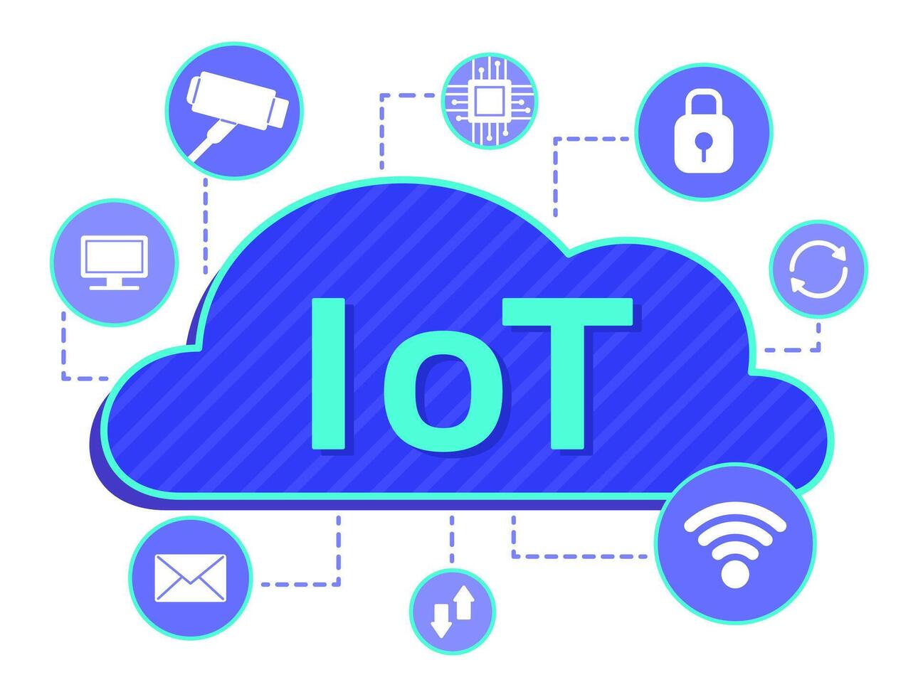 Cloud Computing Connecting with Digital Equipment via Wi-Fi Signal by IoT or Internet of Things Technology Concept Illustration Clip Art vector