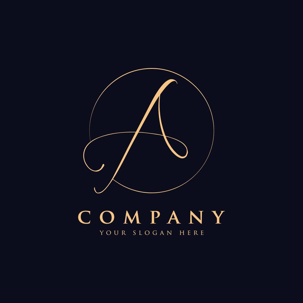 Luxury letter a logo template in gold color. Modern trendy initial luxury a letter logo design. Royal premium letter a logo design template. vector