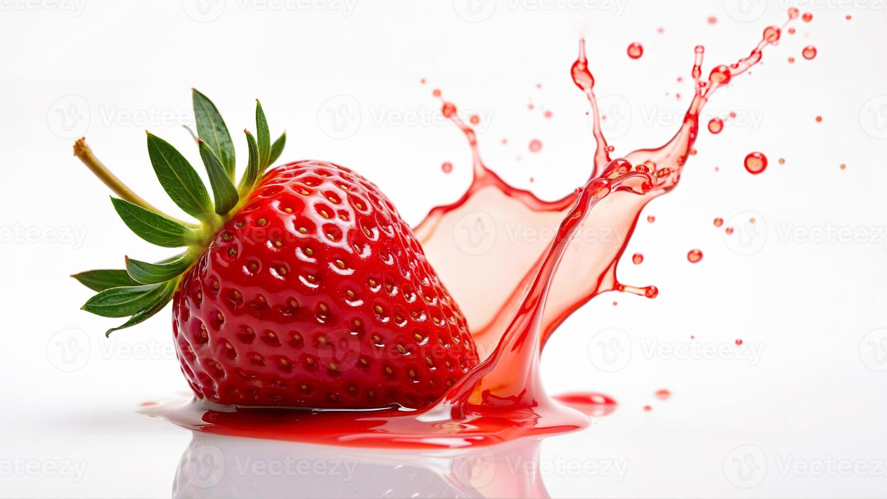 Fresh Strawberry With Splash On White Background photo