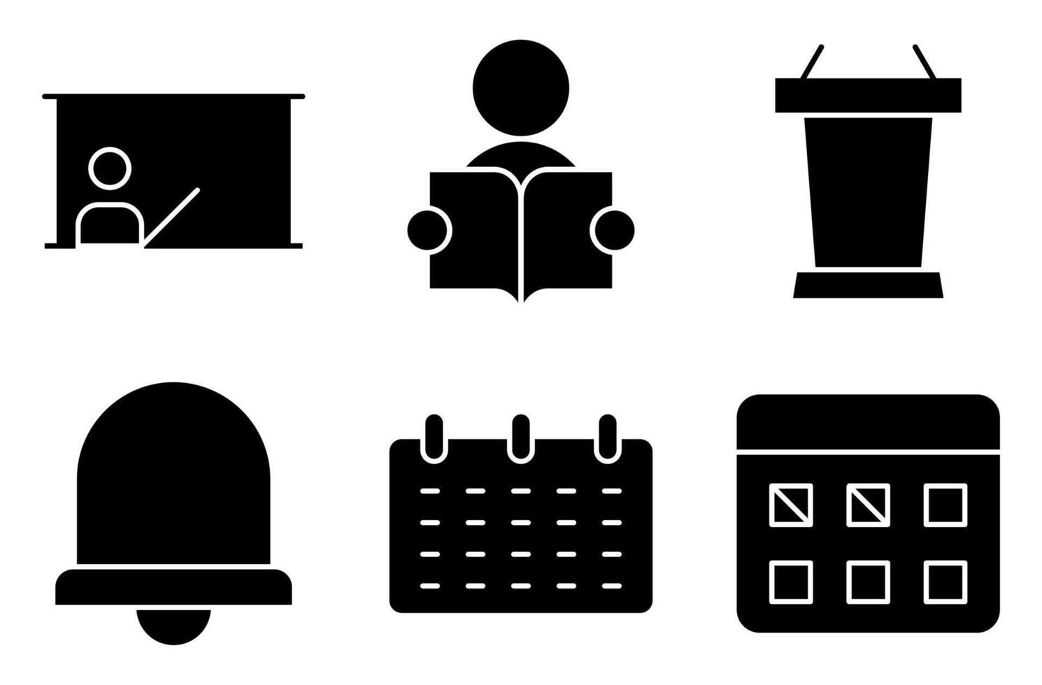 School People and Roles Solid Icon Set vector