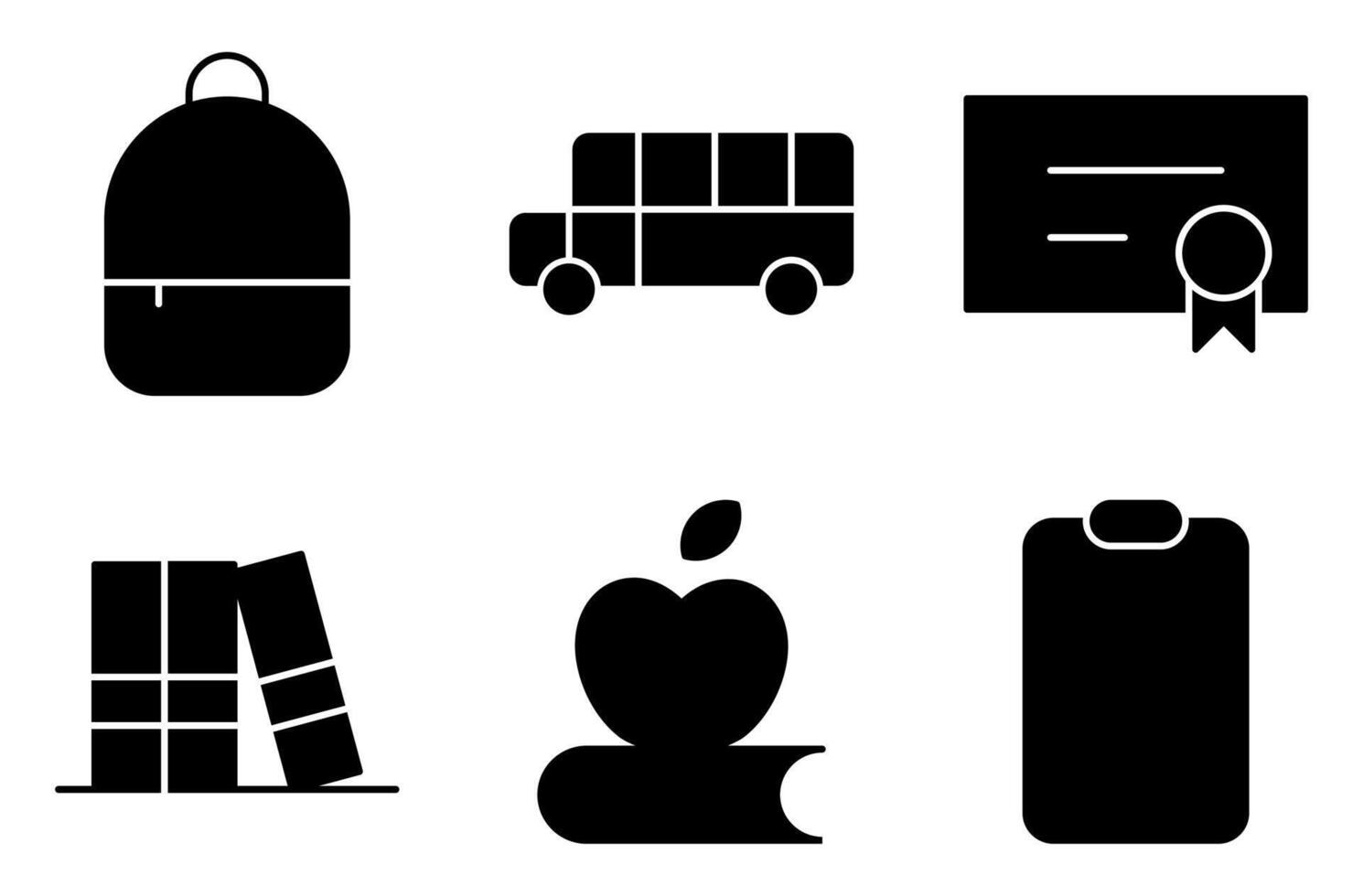 Bold Icons of Education Supplies and Transport vector