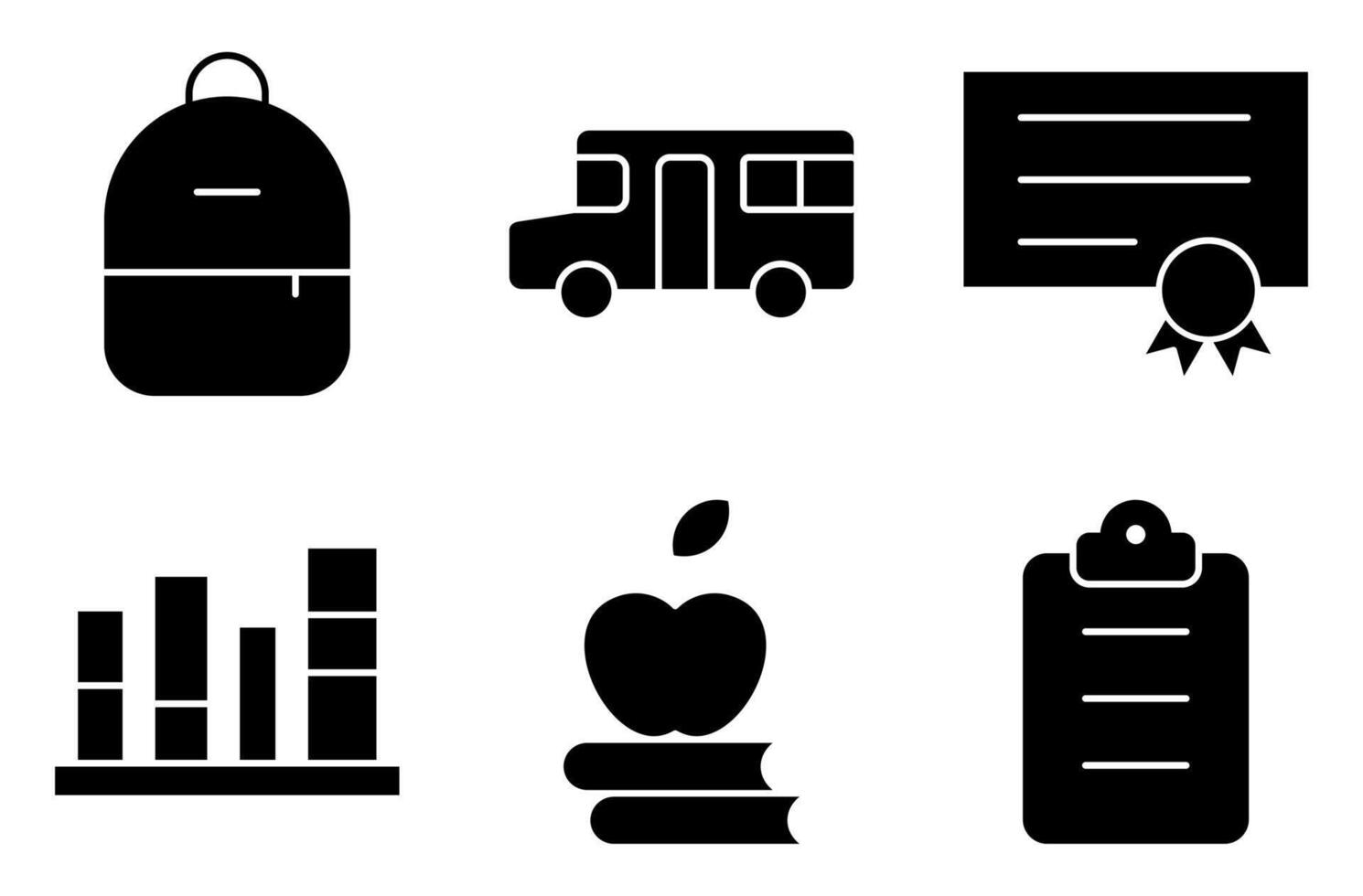 Education and Transport Solid Glyph Icons Collection vector