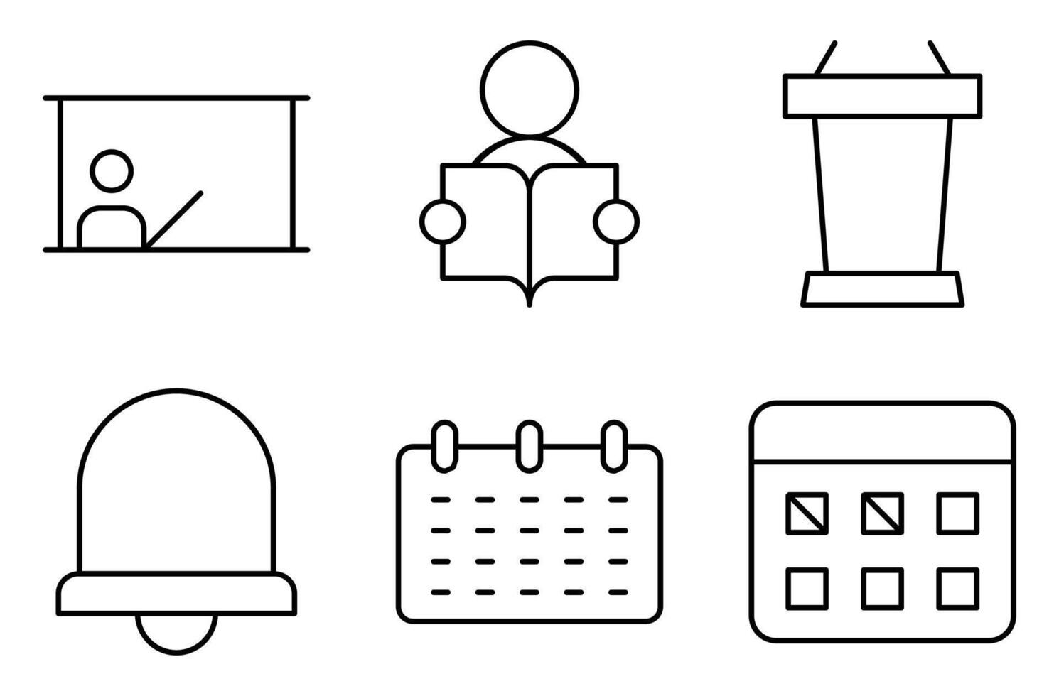 School People and Roles Outline Icon Set vector