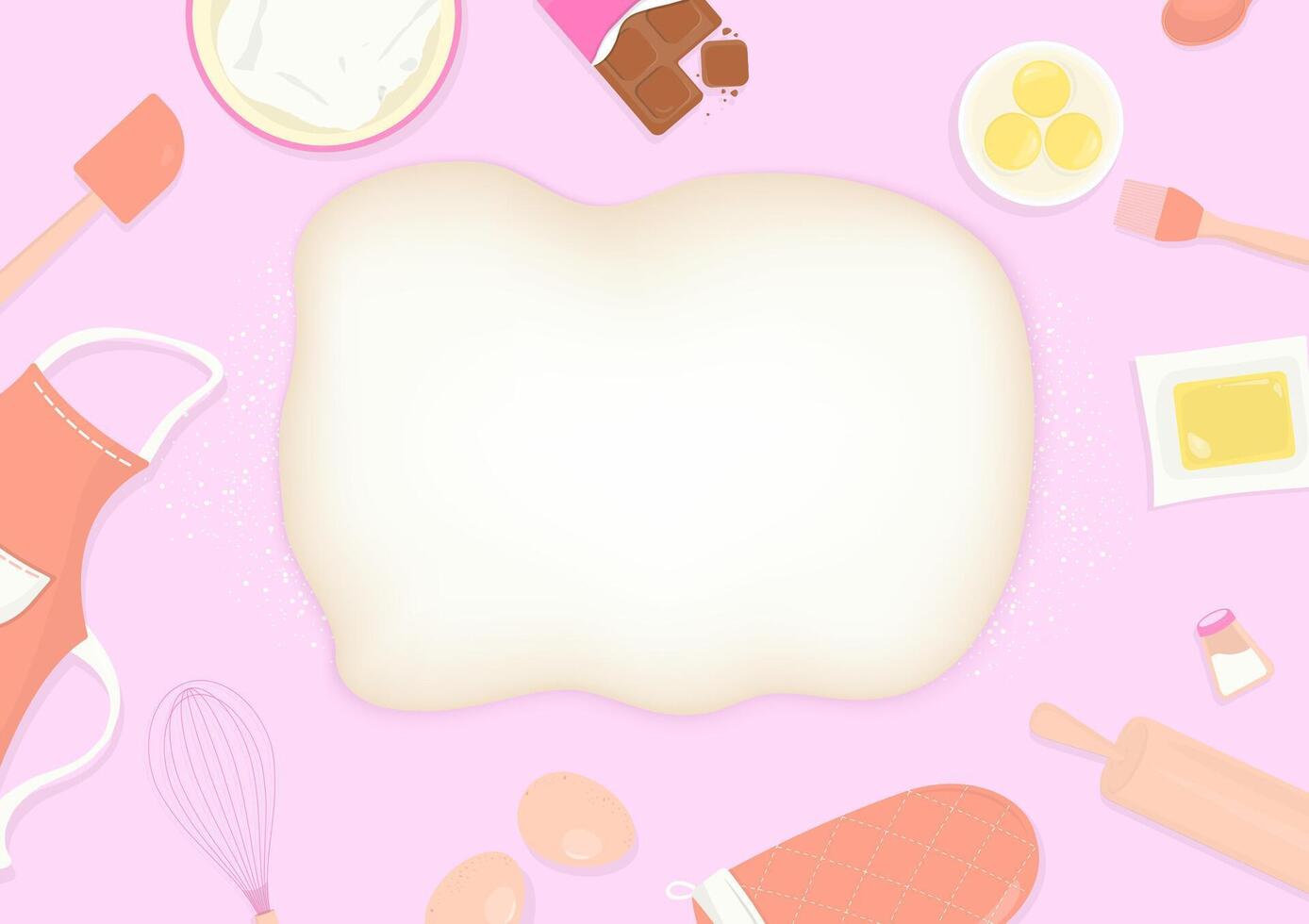 Baking tools and ingredients on pink background vector