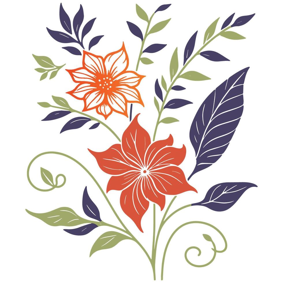 nature inspired cotton flower and leafy stem drawing in soft line art style for summer fashion accessories vector