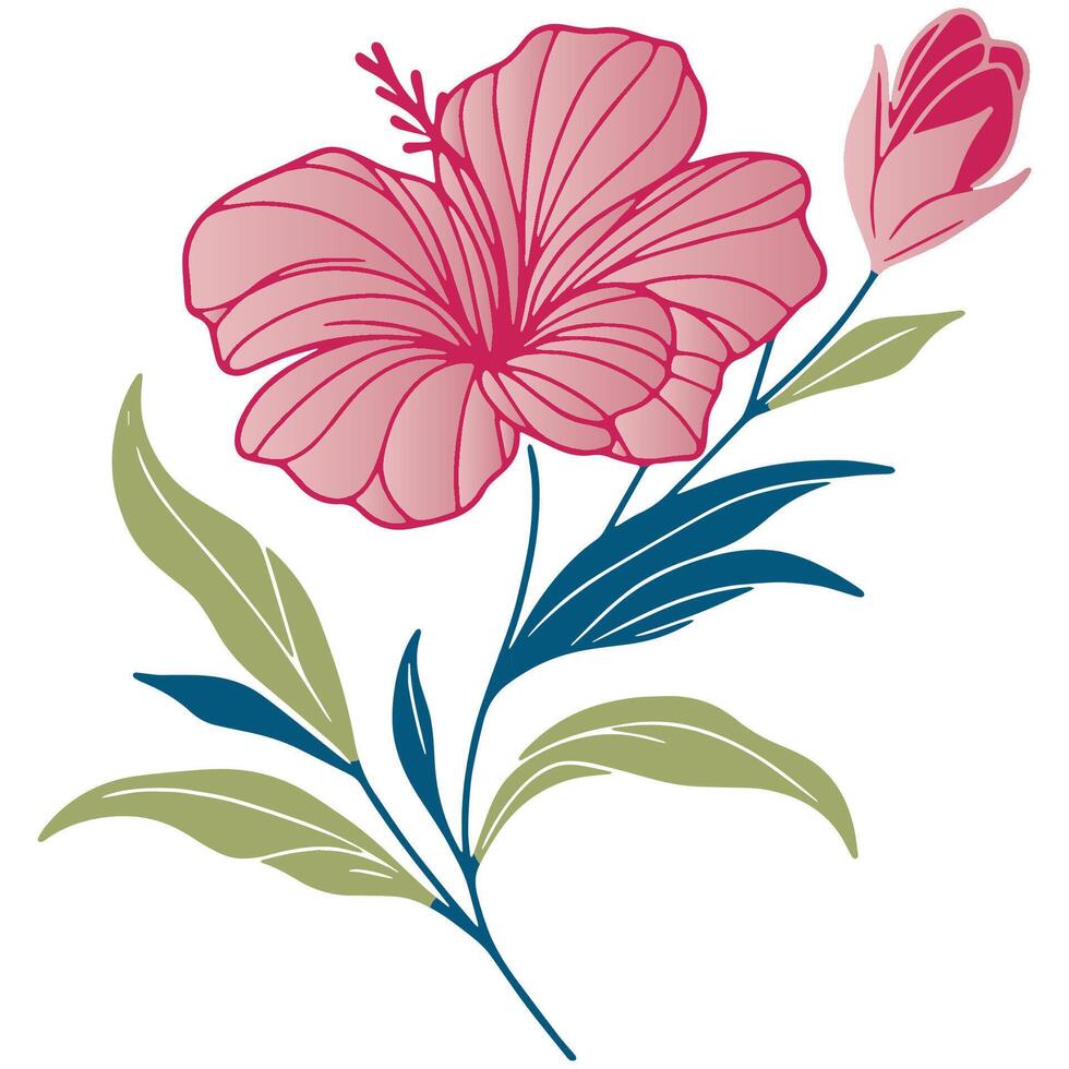 modern garden inspired artwork with blossom and leafy vines in minimalist botanical art for fashion pieces vector