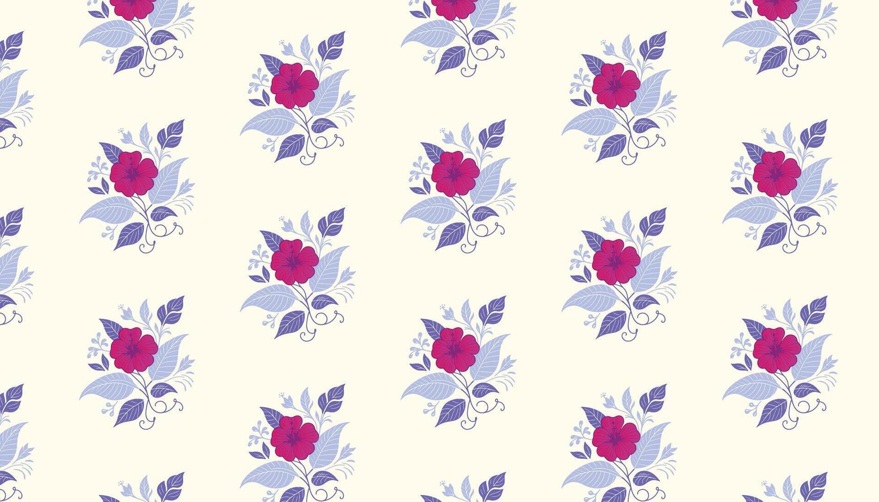 floral pattern with continuous outline flowers and stylish stem compositions for fabric vector