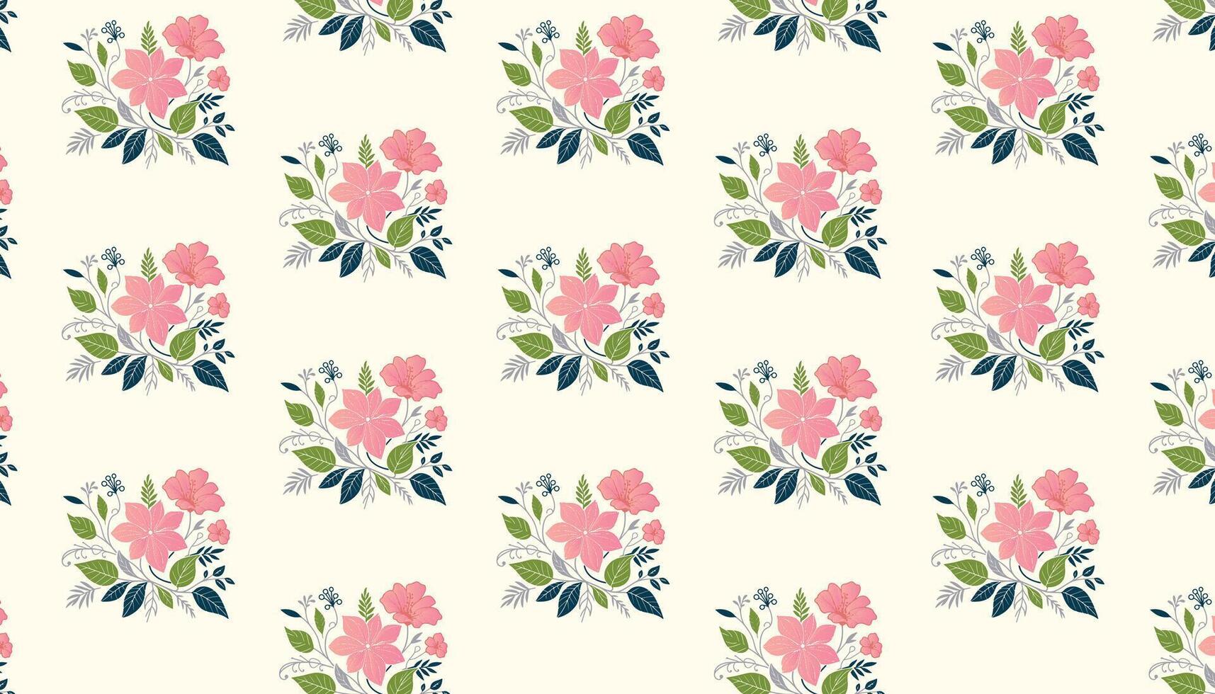floral pattern composed of botanical rose clusters and modern sketchy stems for home decor vector