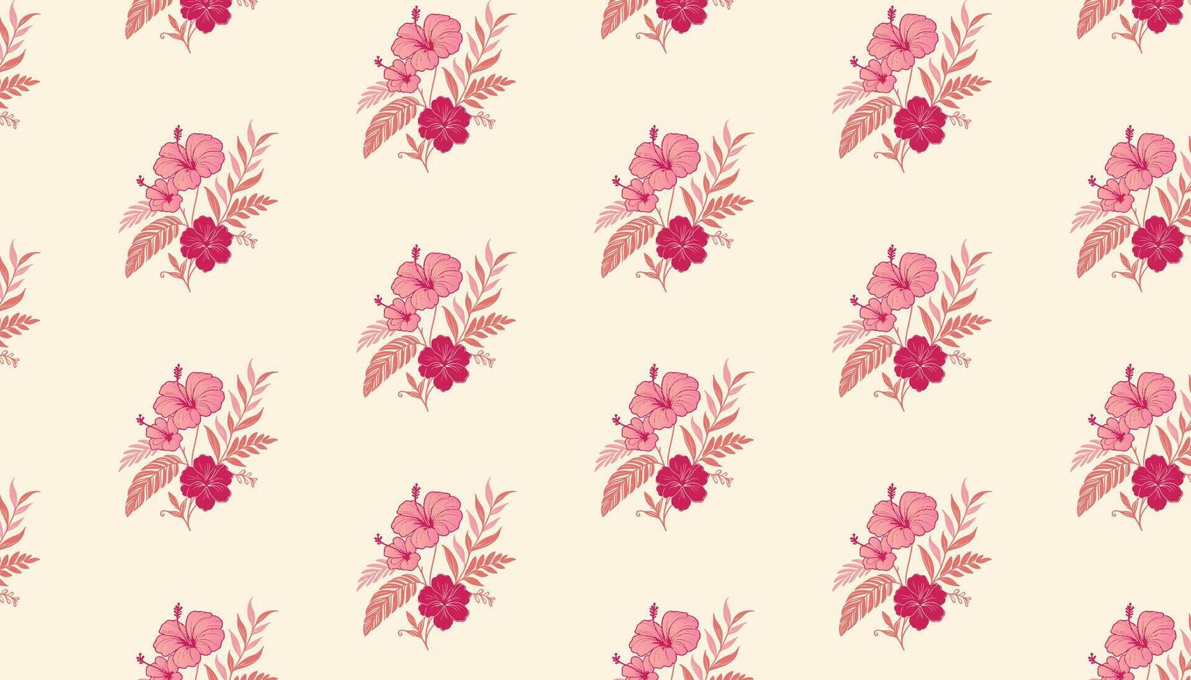 floral pattern created with organic flower sketches and elegant contour lines for home textiles vector