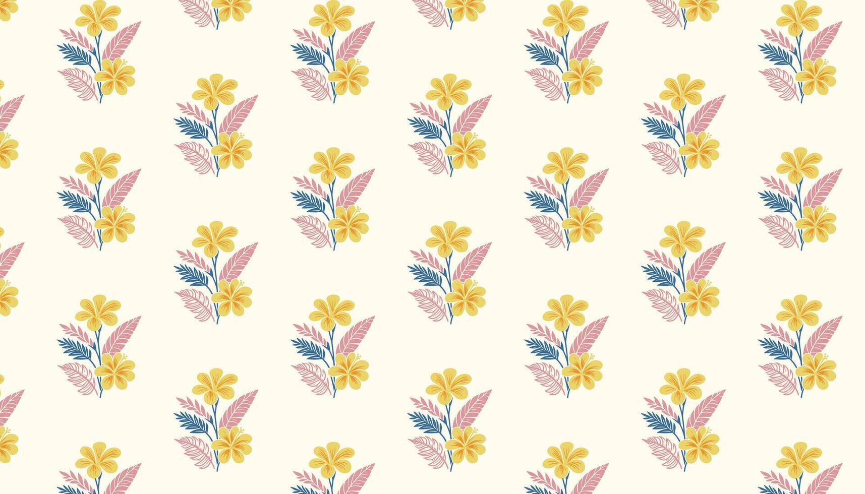 floral pattern with abstract leaf motifs and simple rose sketches for digital fabric design vector