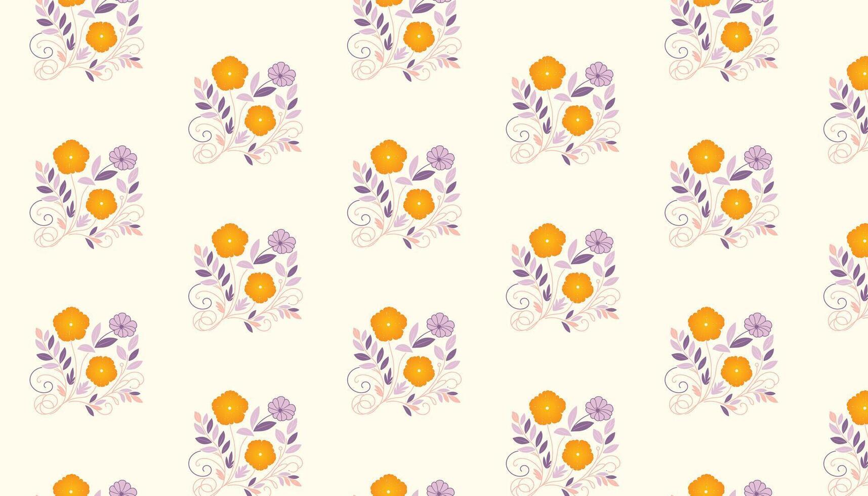 floral pattern with decorative flower outlines and continuous line leaf shapes for surface design vector