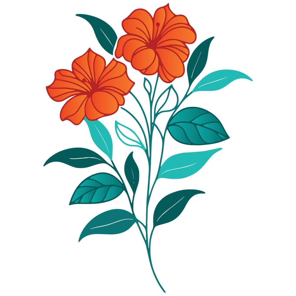 contemporary digital floral drawing with botanical theme and cotton bloom for soft decor and wedding items vector