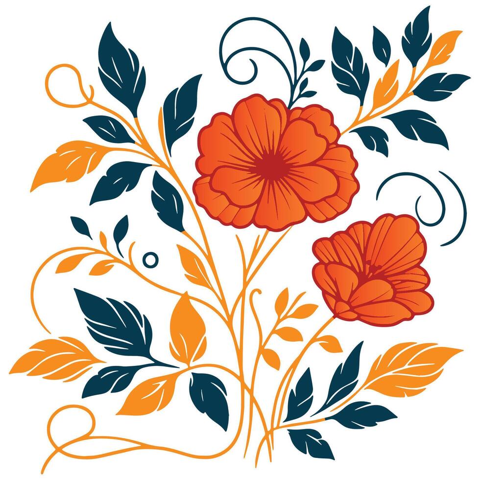 nature based floral composition with decorative leaf detail in abstract botanical layout for cushions and prints vector