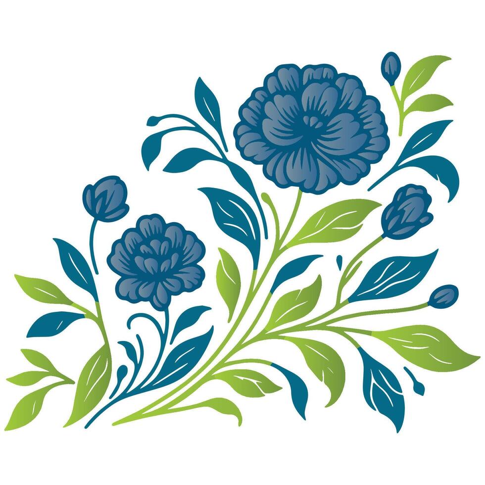soft hand drawn flower with stem leaves in a minimal botanical layout for fashion products and wall art vector