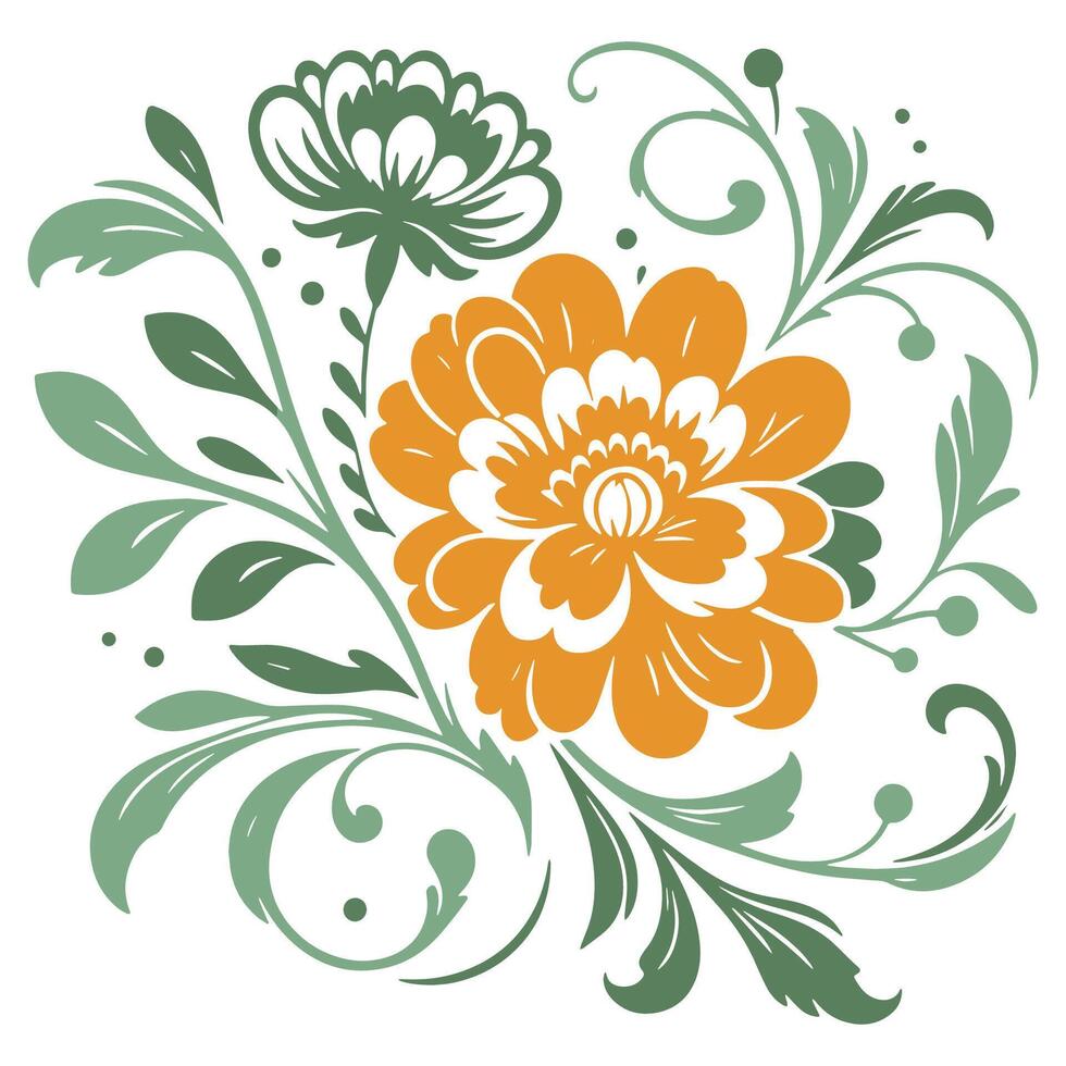 soft garden flower illustration with minimal sketch leaves for trendy textile design and summer interiors vector