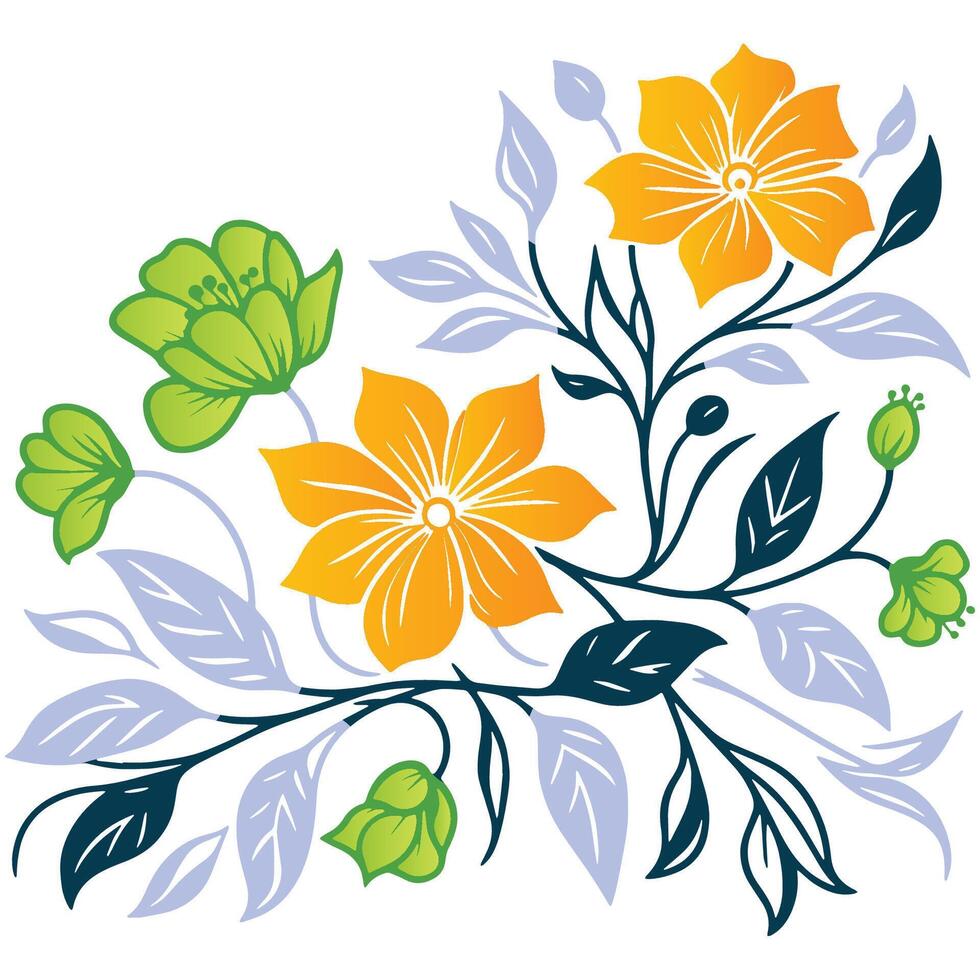 contemporary botanical flower sketch with abstract garden leaves in a decorative art layout for textile usage vector
