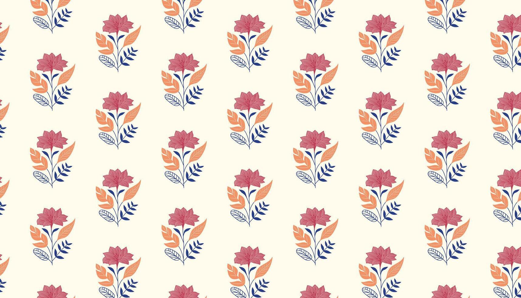 floral pattern showcasing graceful flower forms with continuous lines and leafy illustrations vector