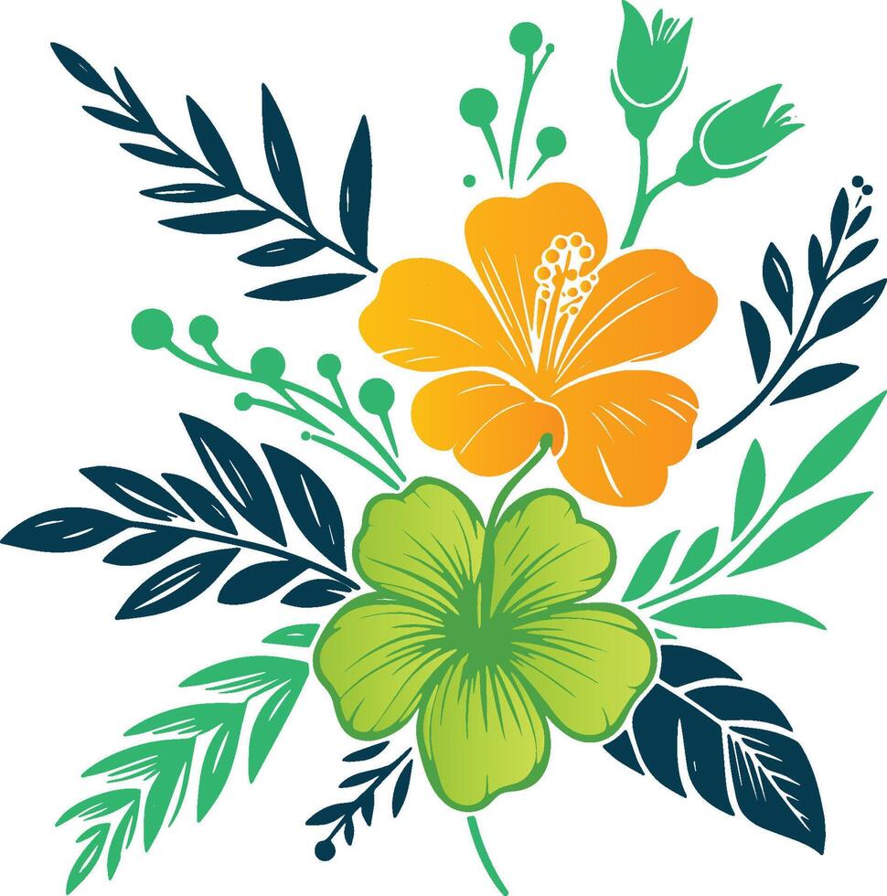 highly artistic floral and leafy drawing in abstract botanical style for women wear and modern digital collections vector