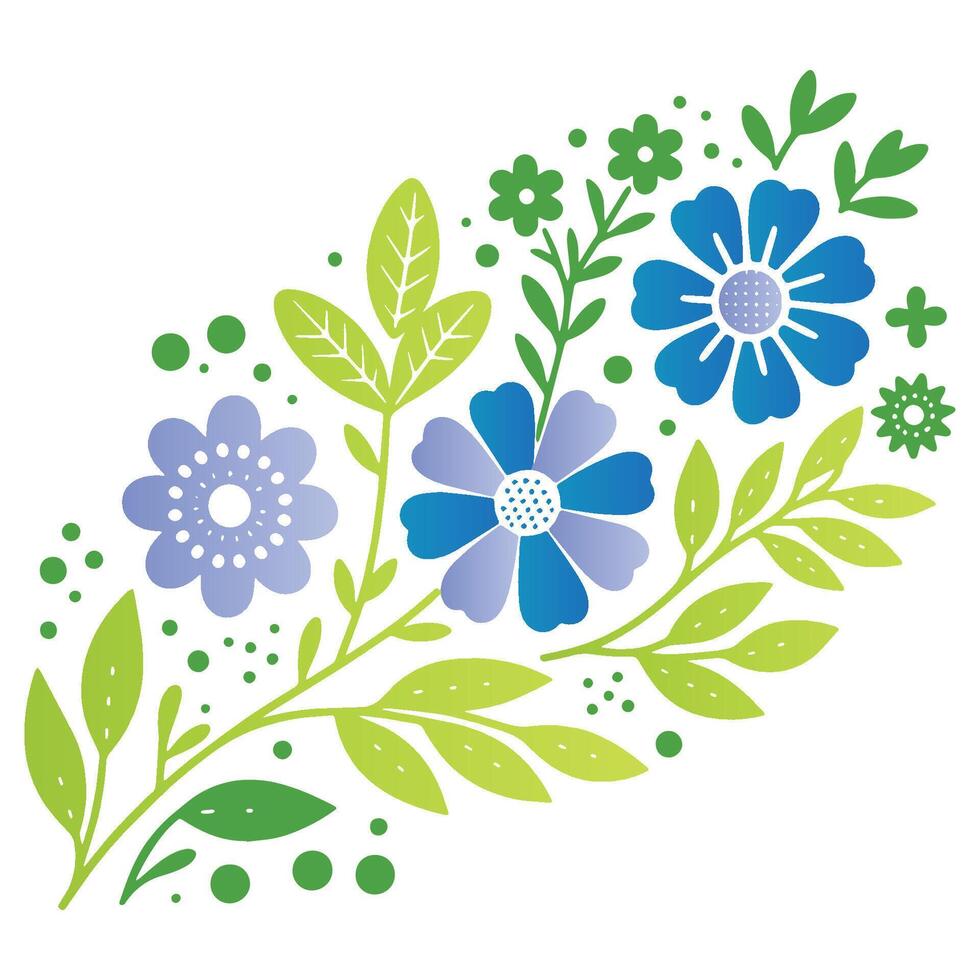 floral bloom with botanical leaves in minimal digital style ideal for home textile and contemporary fashion accents vector