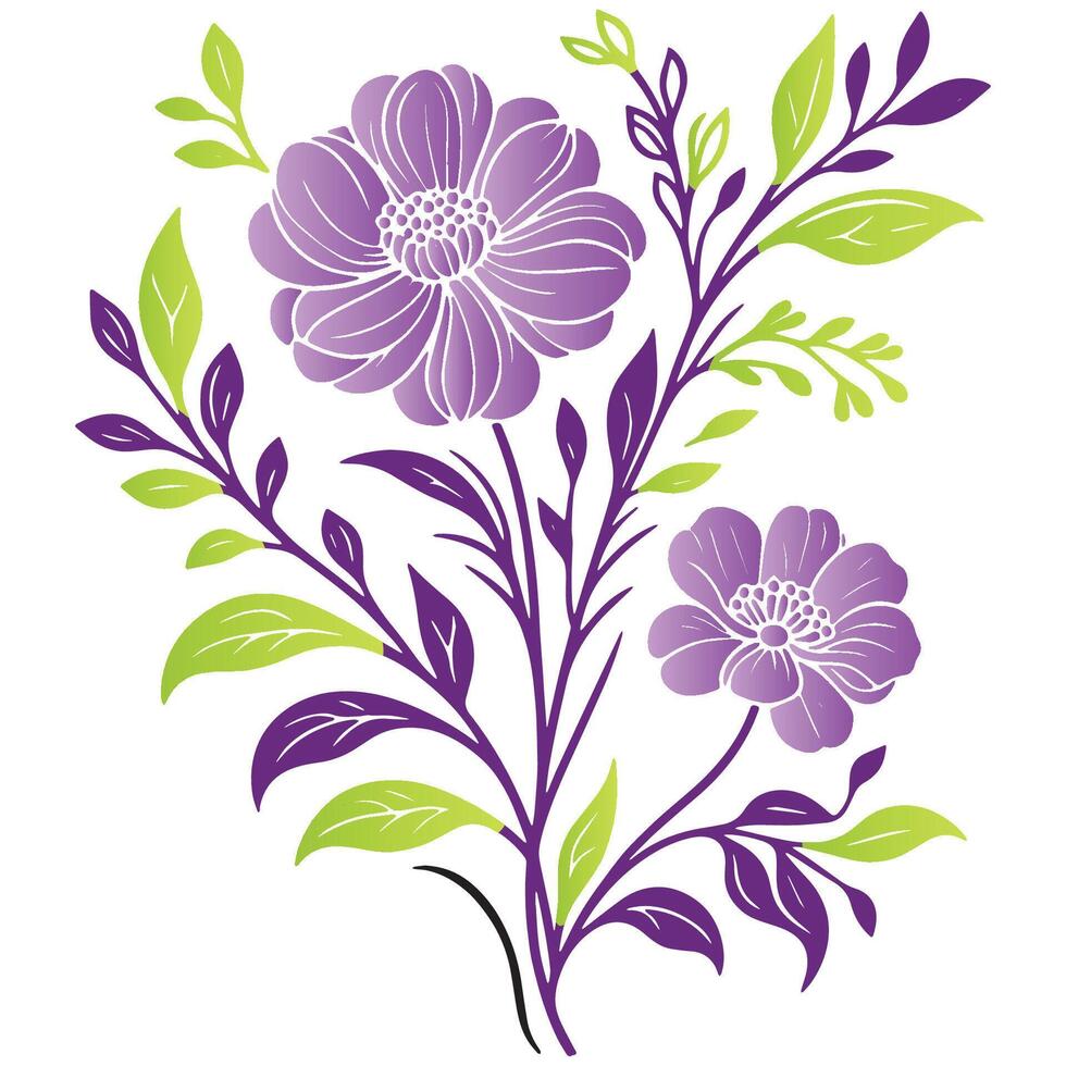 artistic blossom artwork with garden inspired leaves for summer fashion, cushion covers and wall art vector