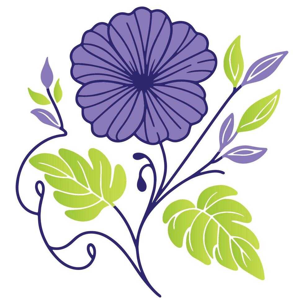 artistic floral and leaf sketch with natural curves and modern linework for textile artwork and wall visuals vector