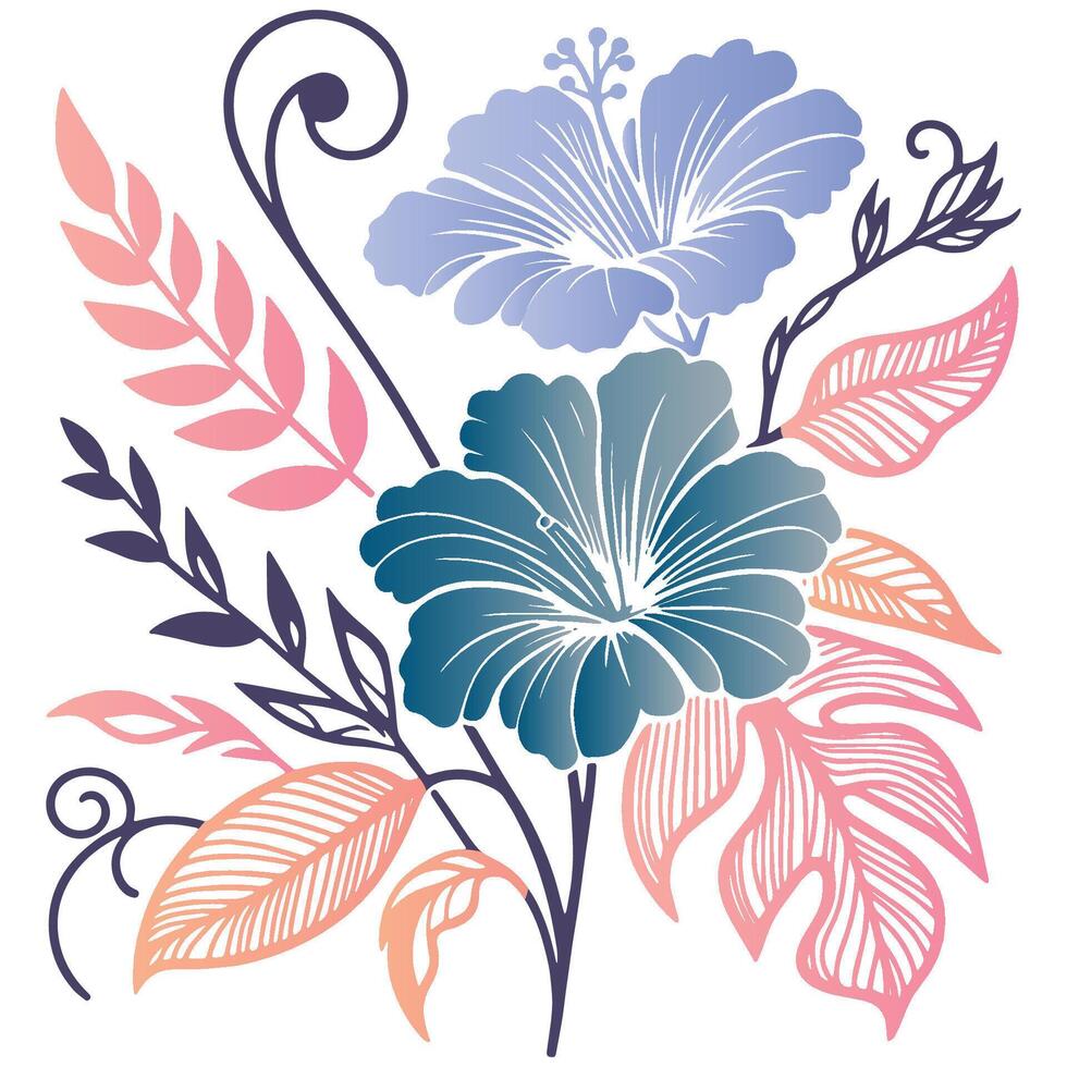 decorative flower art with hand painted leaves and modern botanical balance in a contemporary style vector