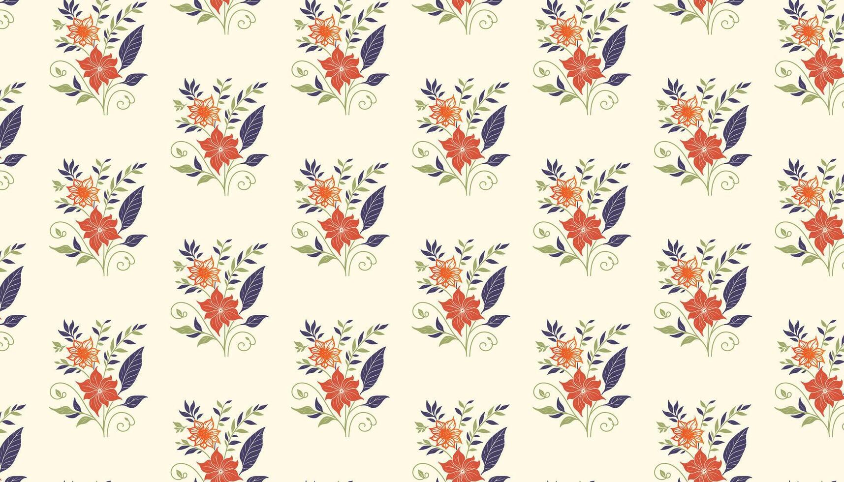floral pattern created with cotton inspired artwork and soft stem elements for textile use vector