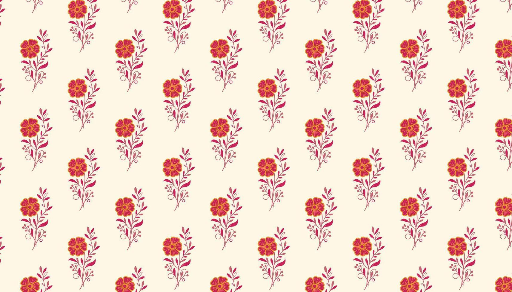 floral pattern with minimal leaves and rose contour sketches for wallpaper and textile vector