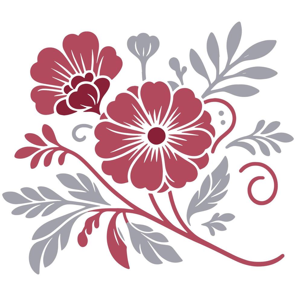 elegant hand drawn artwork featuring blooming floral elements with abstract leafy stems for modern home decor and fashion vector
