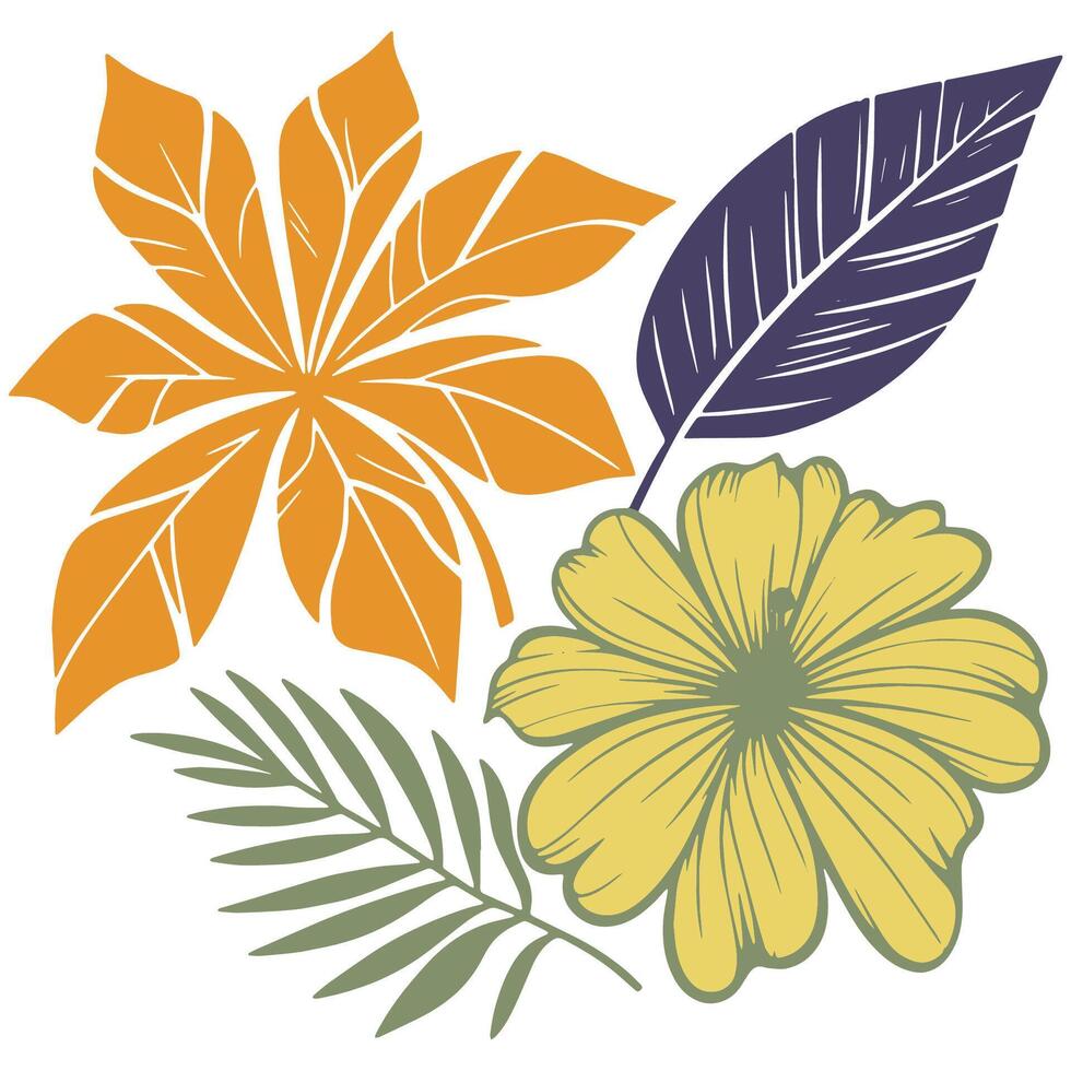 sketched floral and leafy composition featuring cotton blossoms for elegant home textile and decor prints vector