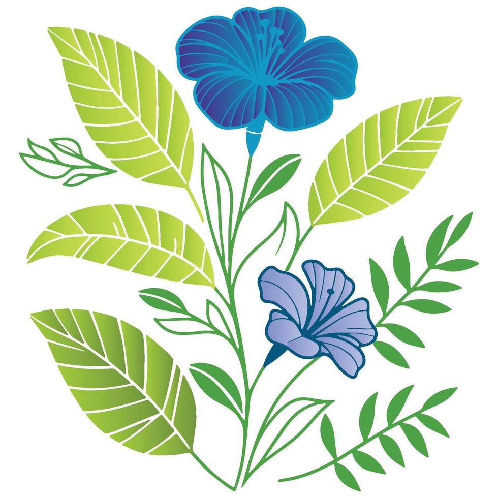 decorative floral and botanical artwork featuring cotton blossom and leafy stems in a stylish artistic form vector