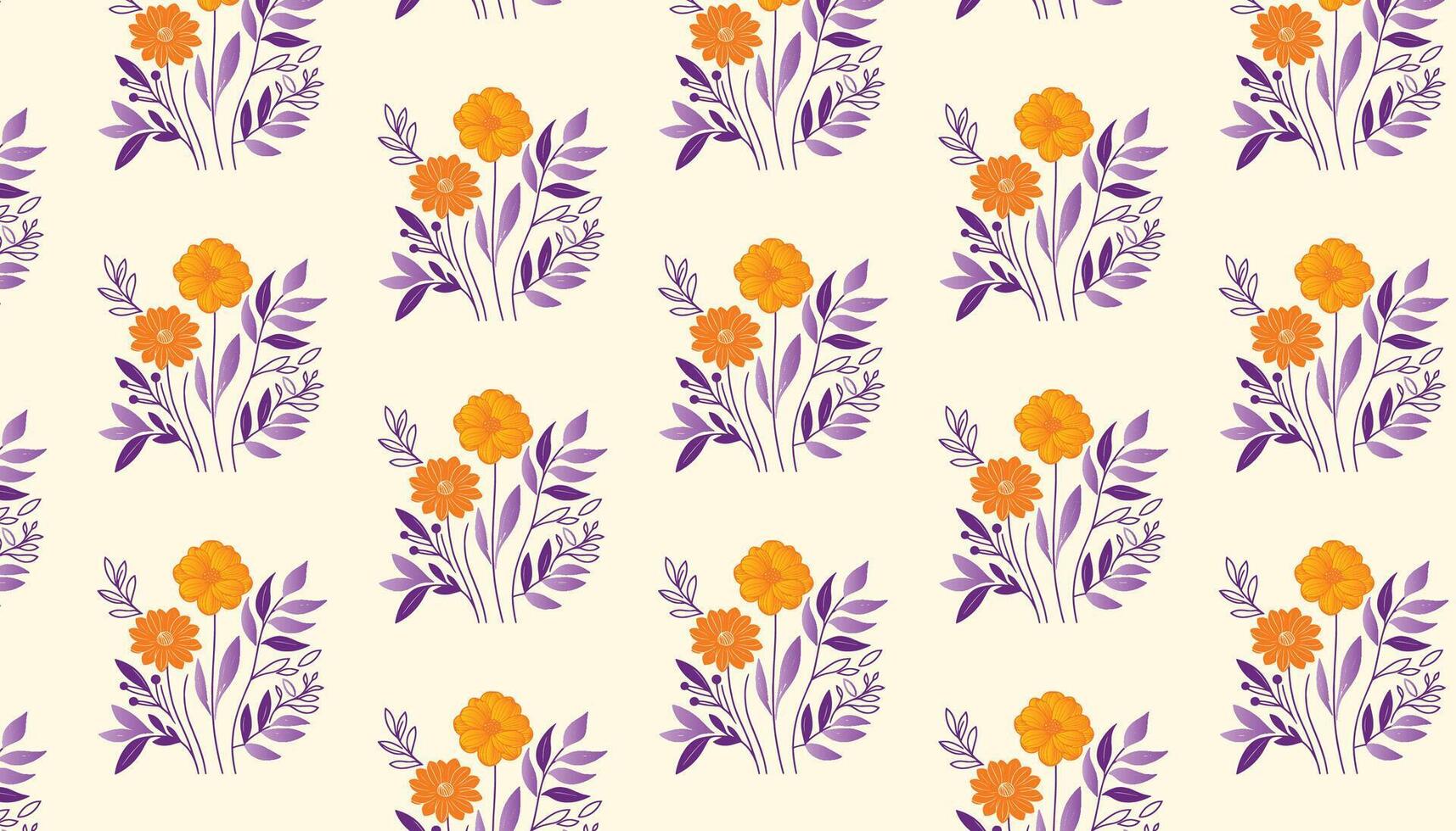 floral pattern featuring elegant sketch florals with abstract petals and fine foliage details vector