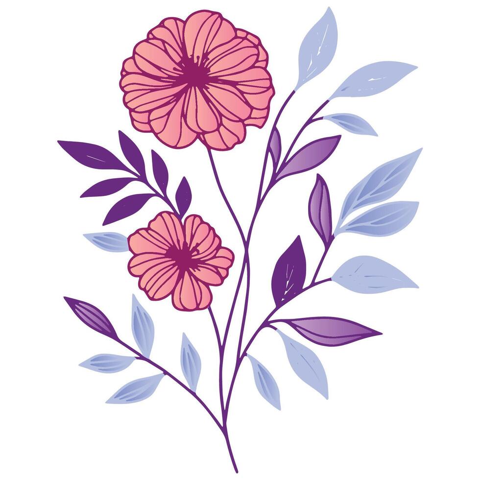 modern floral composition with leafy stem and bloom in a soft botanical art style for trendy home accents vector