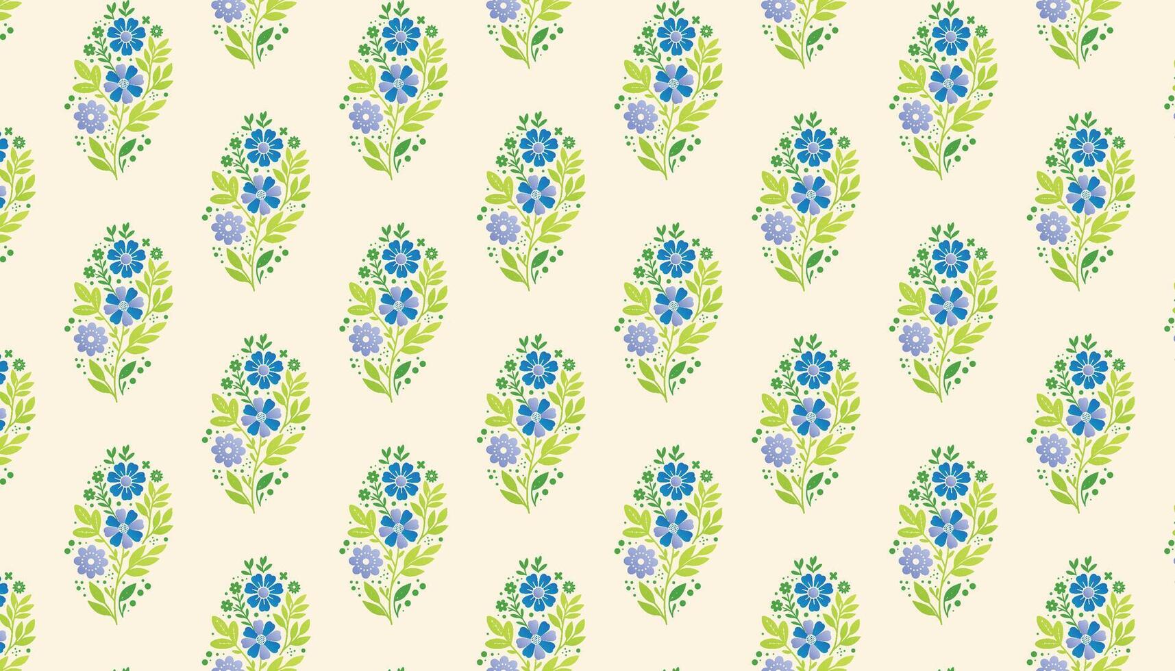 floral pattern with decorative continuous flowers and organic stem illustrations for fabric vector