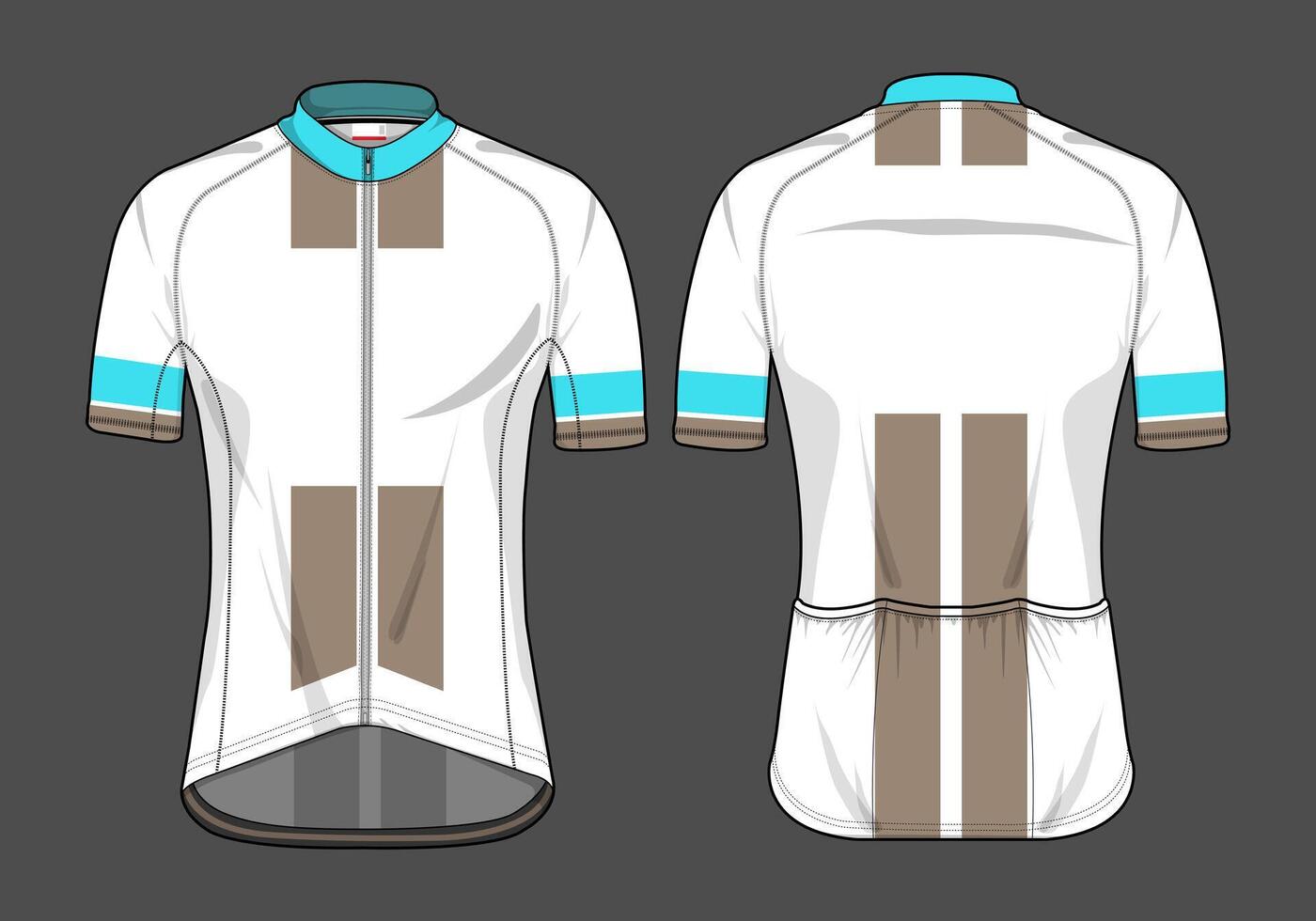 Cycling Jersey Mockup White Blue and Brown Design vector