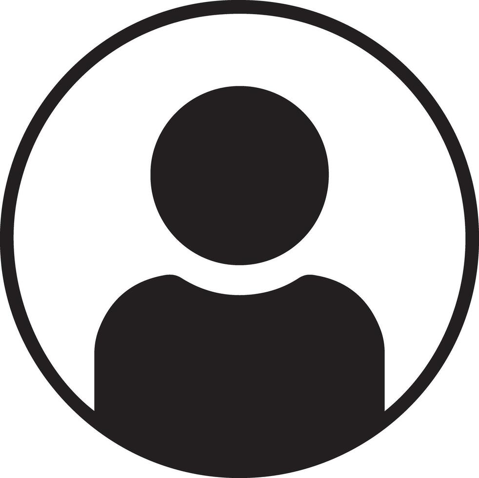 Simple Black and White Circular Profile Icon Minimalist User Avatar for Website or App Design vector