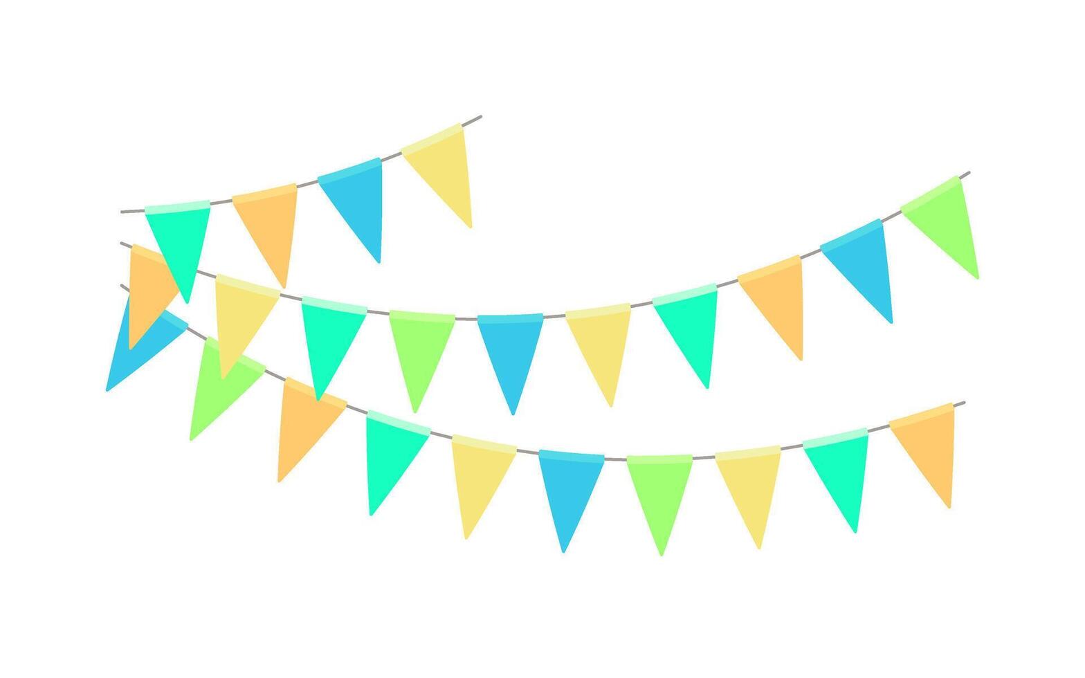 Garland with triangle flags. Decorative bunting background for party, holiday carnival, birthday celebration, festival decoration. Hanging flags. illustration vector