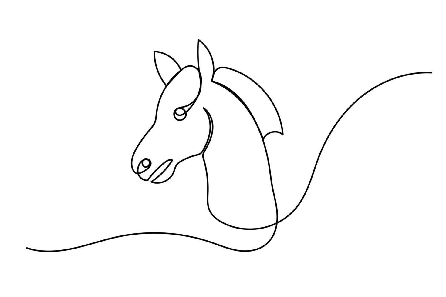 Horse simple single line drawing minimalist sketch outline illustration modern decor print design vector