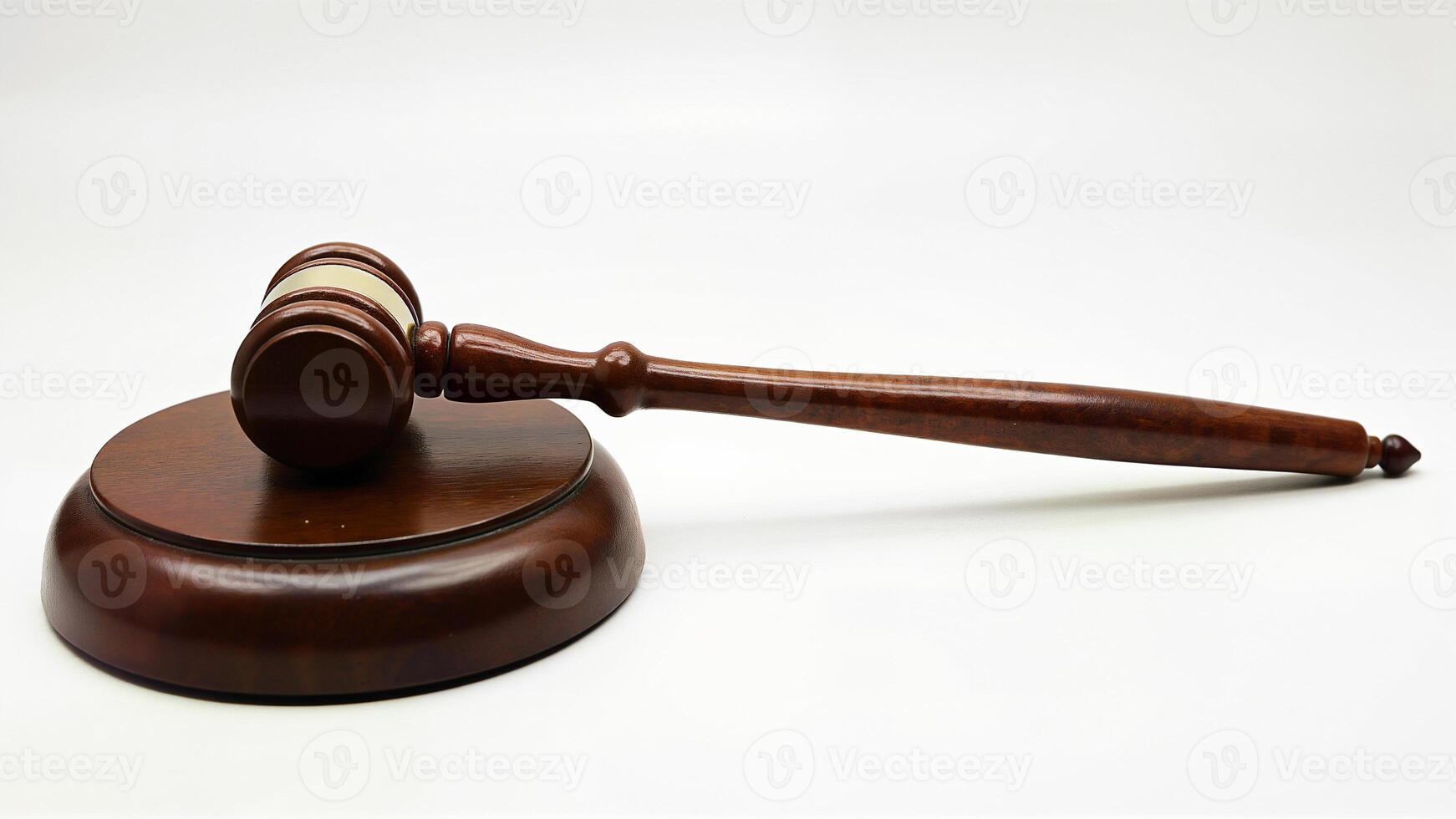 Wooden Judge Gavel on Isolated White Background photo