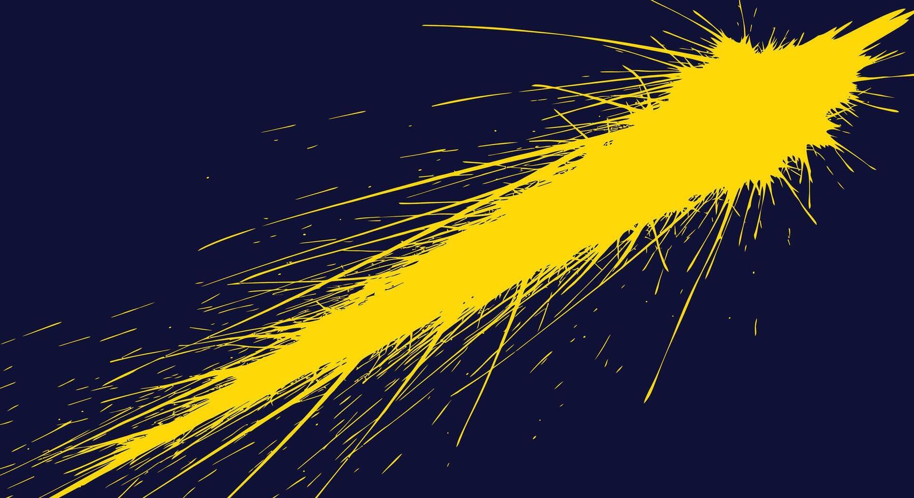 Yellow abstract streaks against a deep blue, radiating light design vector