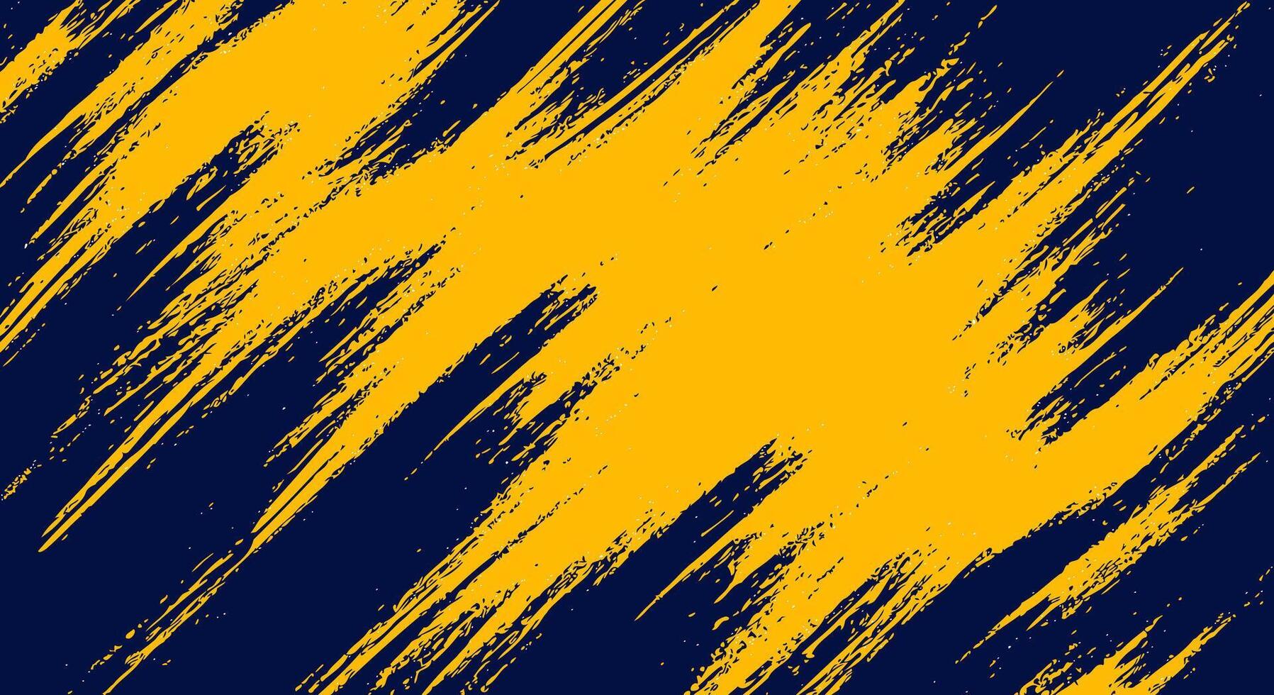 Yellow brush stroke paint splash on a navy blue textured backdrop vector