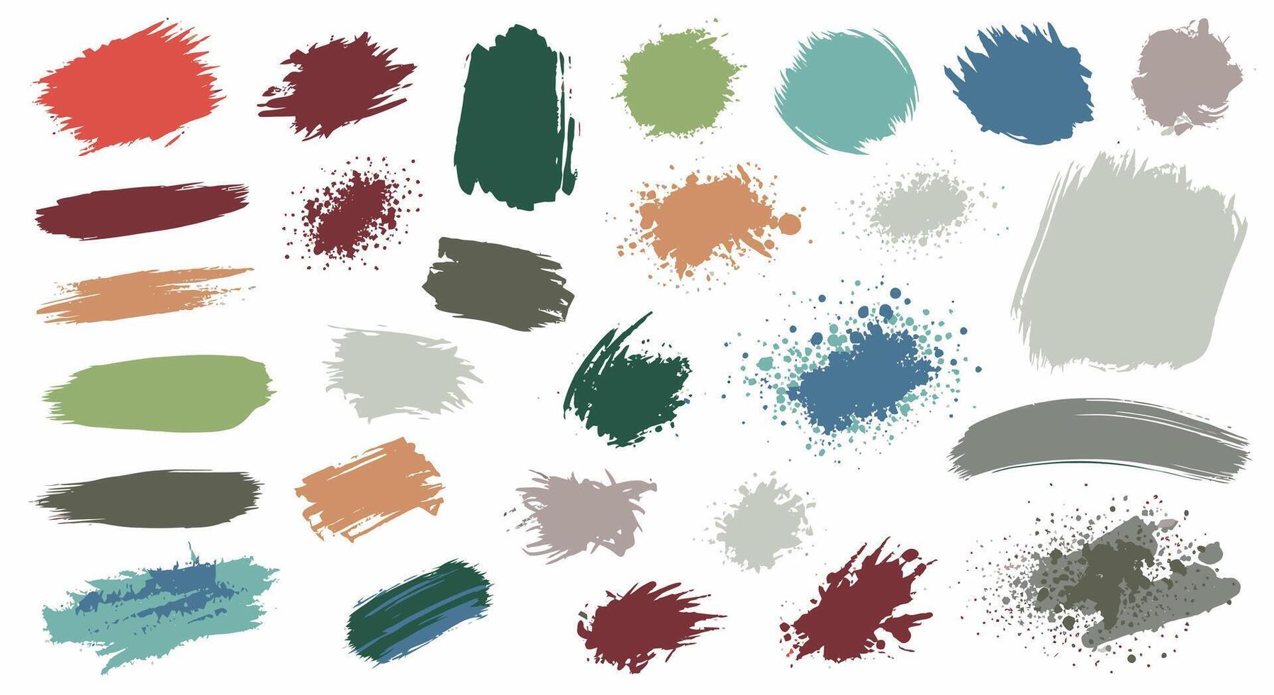 Colorful grunge brush strokes and paint splashes add texture and style vector