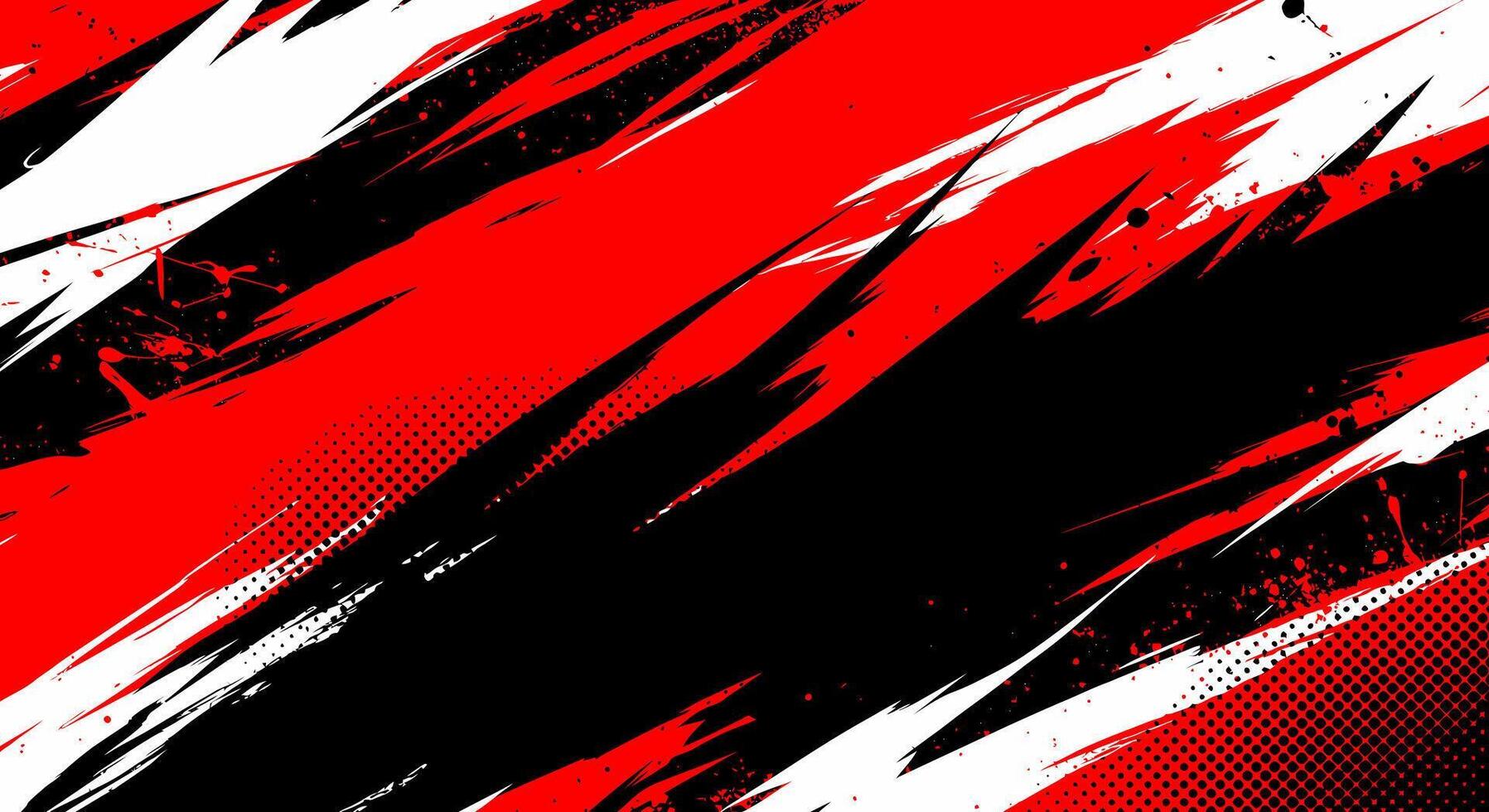 Abstract graphic features a dynamic blend of red, black, and white strokes vector