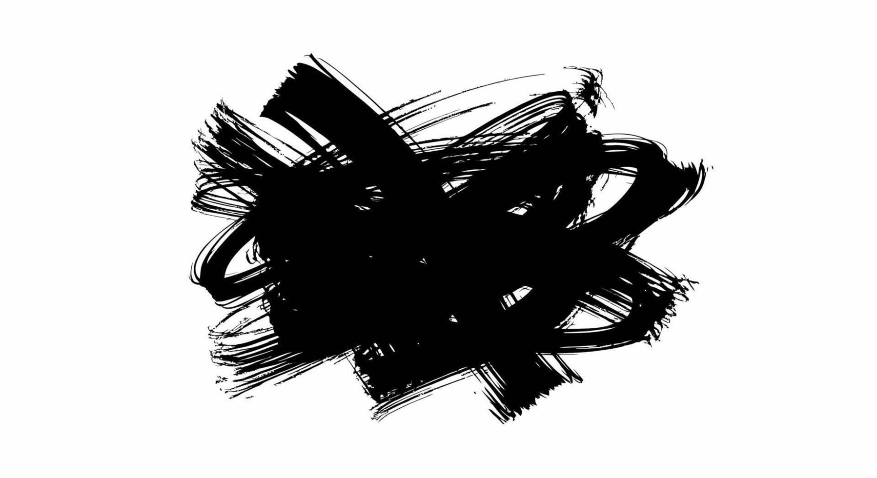 Black brushstroke grunge artistic element on a clean white background vector