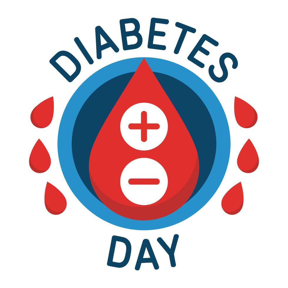 Flat Diabetes Awareness Emblem. vector