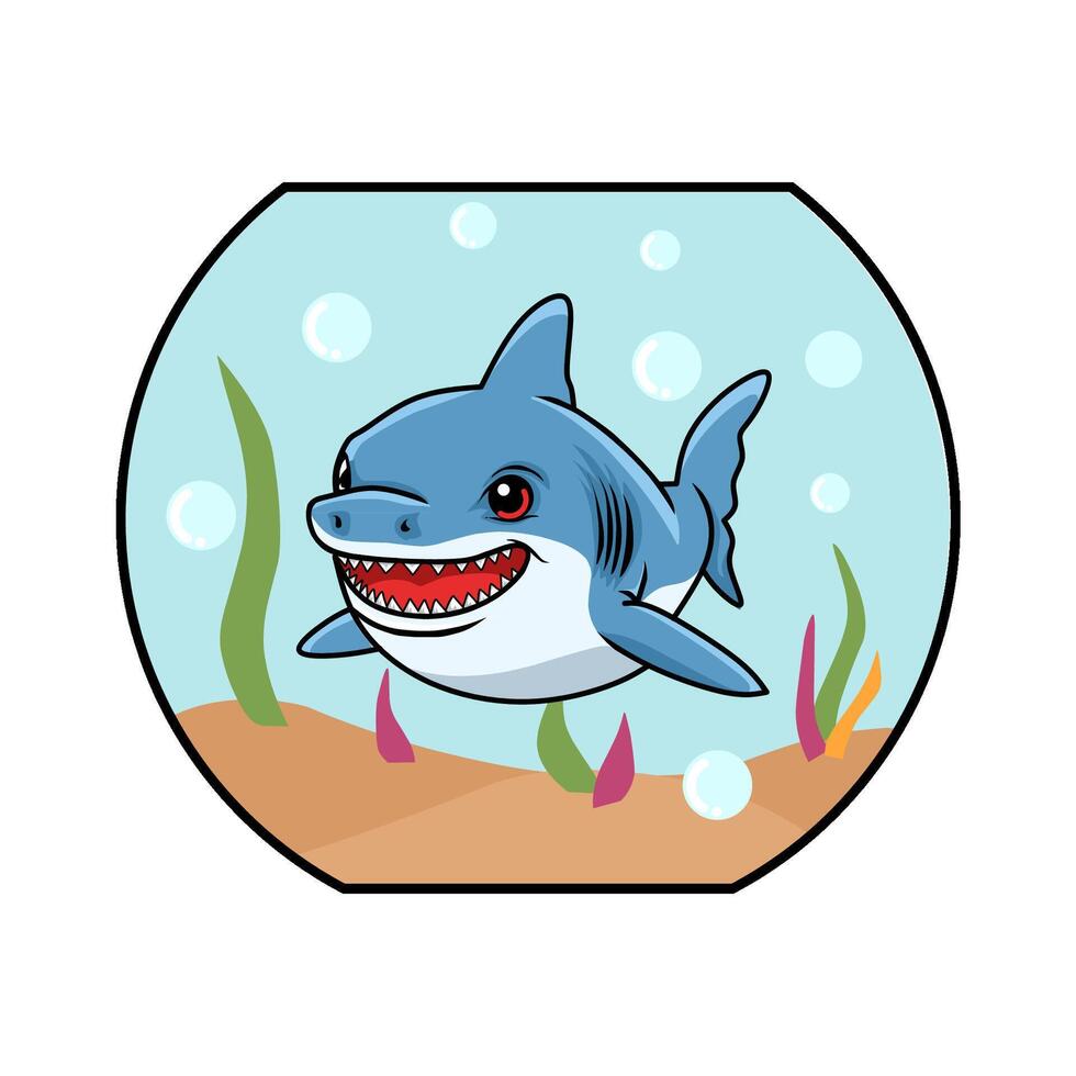 illustration of shark in a jar aquarium vector