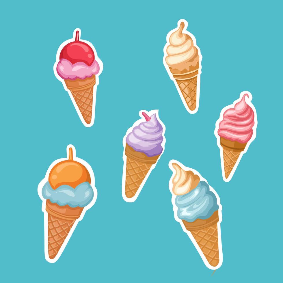 illustration of a bundle of ice cream, good for use as a sticker vector