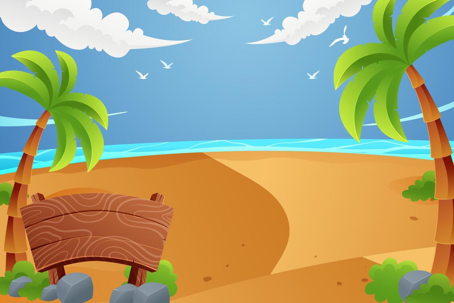 Tropical beach with palm trees and ocean vector
